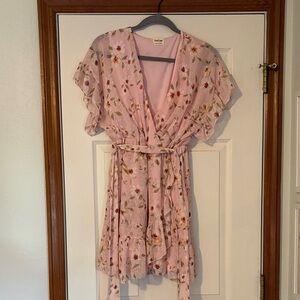 Peach Love California Pink Floral Mini Dress